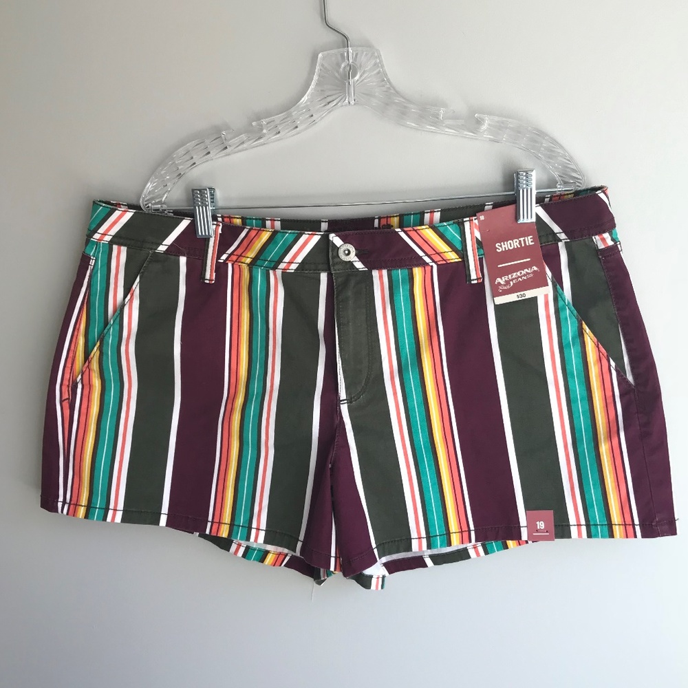 Women's Arizona Jean Shorts multi stripe sz 19 NWT